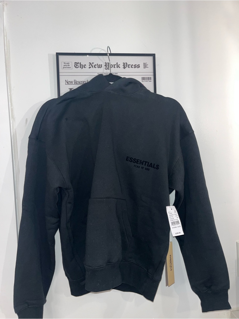 Essentials Black (Stretch Limo) Pullover Hoodie with Velvet Label